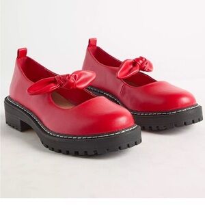 Torrid Red Mary Jane Lug Sole Shoes with Bow Detail size 10W
